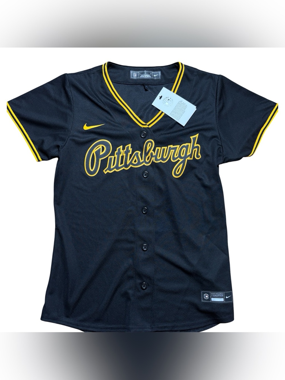NWT Nike women’s Pittsburgh Pirates Black Cool Base Blank Jersey size small